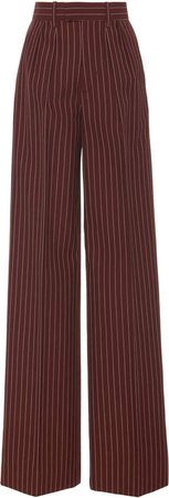 Marc Jacobs Pinstriped Wool Pleated Wide-Leg Trousers Size: 8