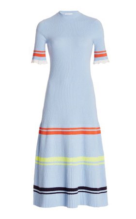 Striped Ribbed-Knit Midi Dress By Victoria Victoria Beckham | Moda Operandi