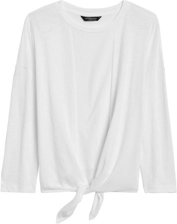 Petite Cropped Tie-Front T-Shirt