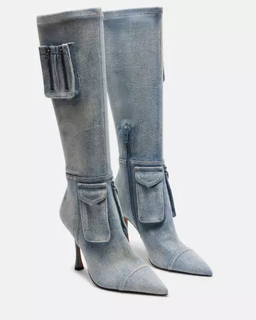 BECKHAM Denim Fabric Pointed Toe Stiletto Boot | Women's Boots – Steve Madden