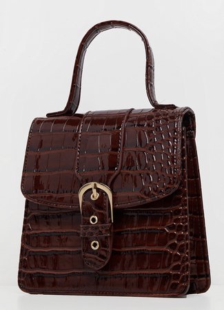 Chocolate brown snakeskin bag