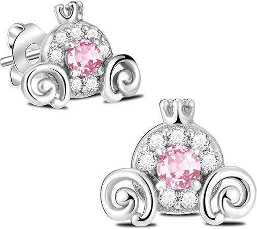 Amazon.com: Dazlily Pumpkin Carriage Stud Earrings 925 Sterling Silver Lucky Princess Cinderella Jewelry for Woman Girl Jewelry Gifts (Pumpkin Carriage Pink): Clothing, Shoes & Jewelry