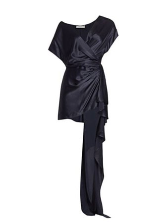 Alexandre Vauthier - Stretch Satin Bell-Sleeve Tie-Waist Dress - saks.com