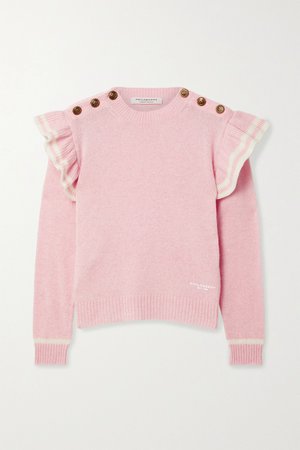 Baby pink Ruffled striped cashmere sweater | Philosophy di Lorenzo Serafini | NET-A-PORTER