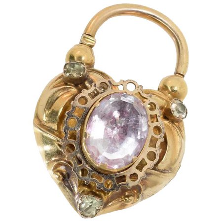 Antique: Large Victorian Gold Heart Padlock Pendant or Clasp, 14 Kt : Sugar et Cie | Ruby Lane