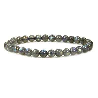 Amazon.com: Natural A Grade Labradorite Gemstone 6mm Round Beads Stretch Bracelet 7" Unisex: Clothing