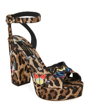 Dolce & Gabbana Leopard and Butterfly Sandals | Neiman Marcus