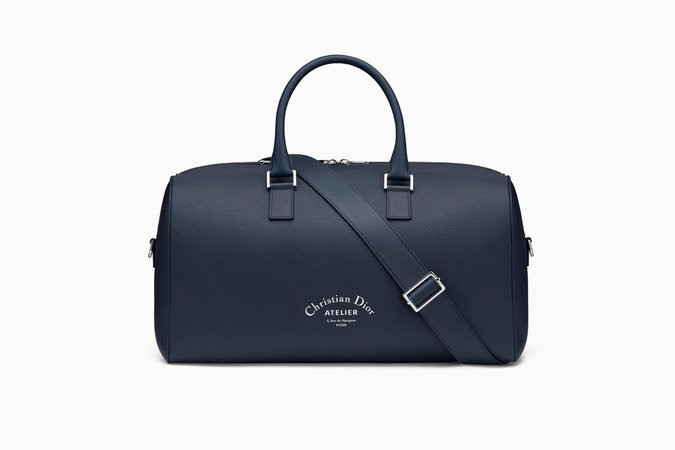 Travel bag in navy blue grained calfskin - Dior
