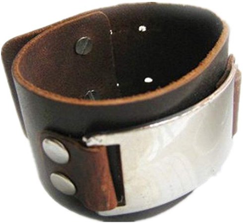 Adjustable buckle bracelet leather bracelet men bracelet metal bracelet made of metal brown leather cuff bracelet SL2311: Amazon.co.uk: Jewellery