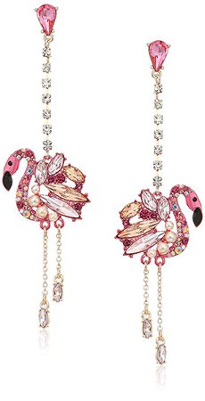 Betsey Johnson Critters Flamingo Linear Drop Earrings, Pink, One Size: Jewelry