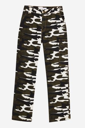 Camouflage Straight Leg Cargo Trousers | Topshop