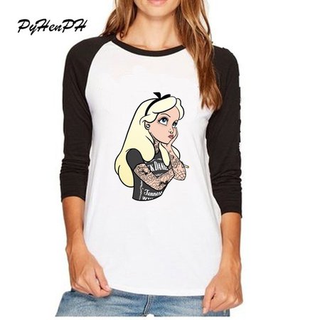Русалка/Bad girls Алиса/Белоснежка принцесса футболка регулярные длинный рукав Повседневная рубашка футболка Летняя футболка женские купить на AliExpress