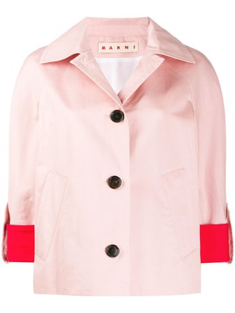 Marni Boxy Colour-Block Jacket GIMA0101QUTCR23 Pink | Farfetch
