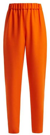 Wool Twill Mid Rise Trousers - Womens - Orange