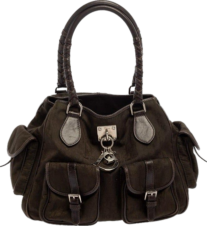 christian dior dark oblique canvas leather multi pocket tote bag