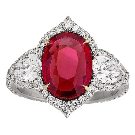 Untreated Ruby and Diamond Ring 3.02 Carat
