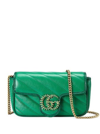 Shop green Gucci super mini GG Marmont bag with Express Delivery - Farfetch