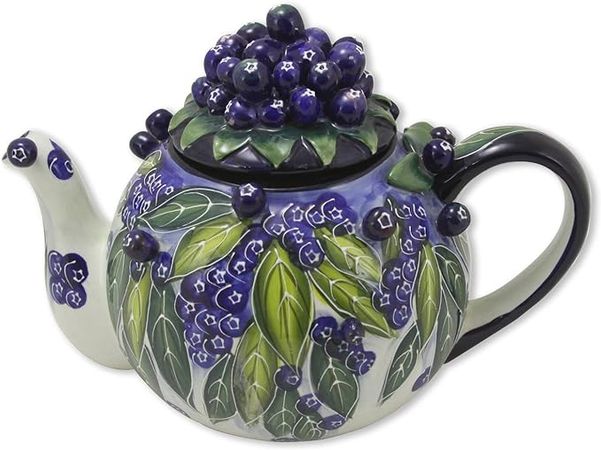 Blue Sky Ceramic Blueberry Teapot,
