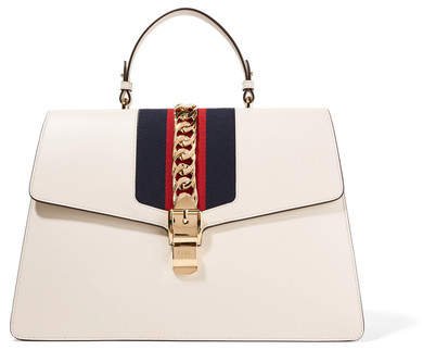 Sylvie Large Chain-embellished Leather Tote - White