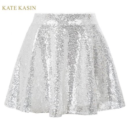 Kate Kasin Women's Sequin Glitter Mini Pleated Skater Skirt High Waist Flared A Line Skirts Sparkling Sequins Club Party Skirt|Skirts| - AliExpress