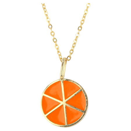 Abgar Özasi - 14K Gold Orange Necklace, Enamel Fruit Necklace