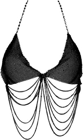 sexy black crystal bra body chain