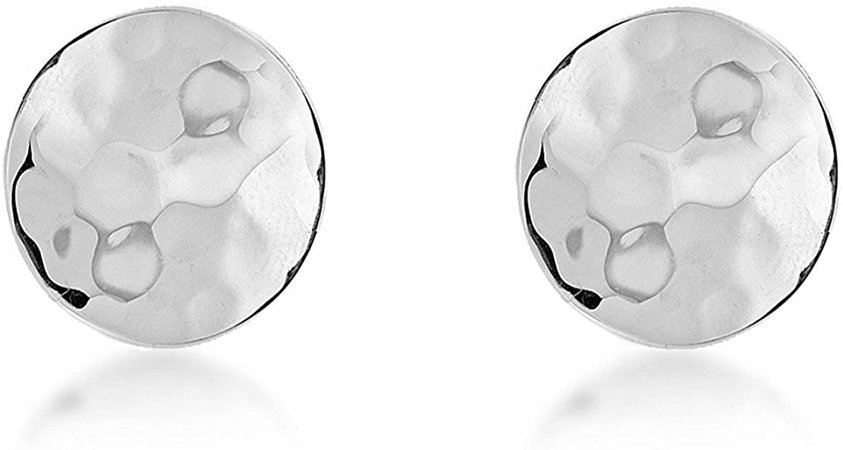Amazon.com: Sterling Silver Hammered Disc Stud Earrings - 10mm: Jewelry