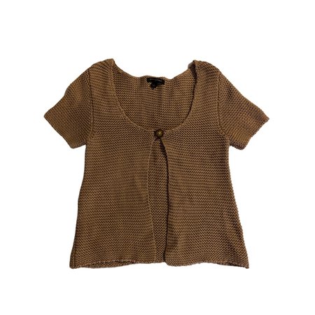 brown open one button up knit cardigan top
