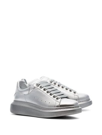Alexander McQueen silver chunky low-top leather sneakers