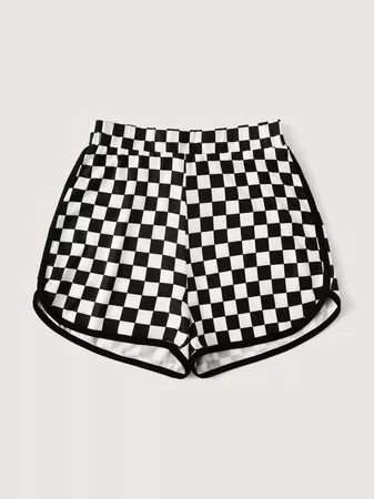 SHEIN Checker Print Dolphin Shorts