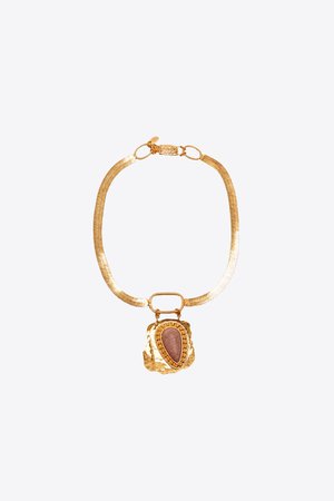 CHAIN NECKLACE WITH NATURAL STONE | ZARA India