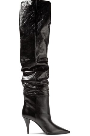 SAINT LAURENT | Kiki textured-leather over-the-knee boots | NET-A-PORTER.COM