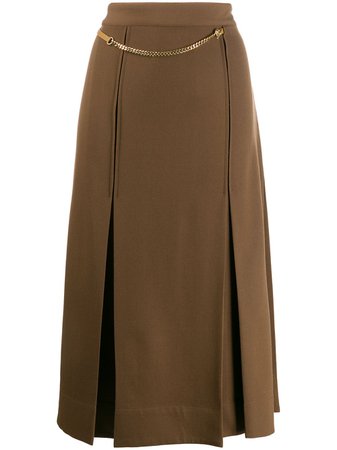 Victoria Beckham Chain Detail Pleated Skirt Aw20 | Farfetch.Com