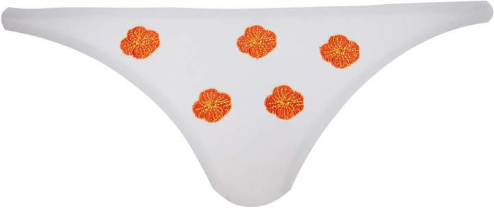Floral-Embroidered Bikini Briefs