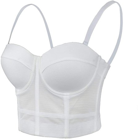 Amazon.com: ELLACCI Women's Mesh Bustier Crop Top Push Up Corset Top Bralet White Medium: Clothing