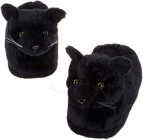 Amazon.com: Silver Lilly Black Cat Slippers - Plush Novelty Animal Costume House Shoes w/Comfort Foam (S) : Clothing, Shoes & Jewelry