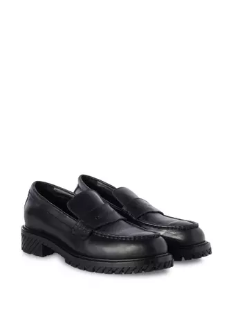 Off-White Military logo-debossed Leather Loafers - Farfetch