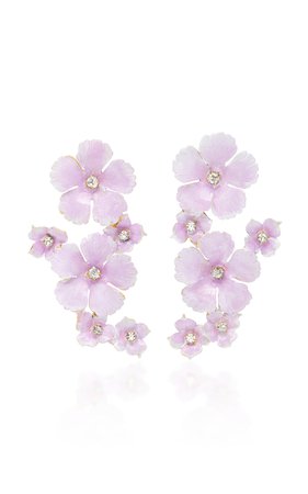 Lilac Painted Brass Crystal Earrings by Jennifer Behr | Moda Operandi