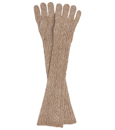 Brunello Cucinelli - Cable-knit mohair-blend gloves | Mytheresa