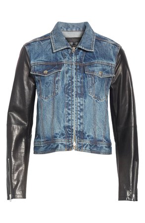 rag & bone/JEAN Zip Nico Denim & Leather Jacket | Nordstrom