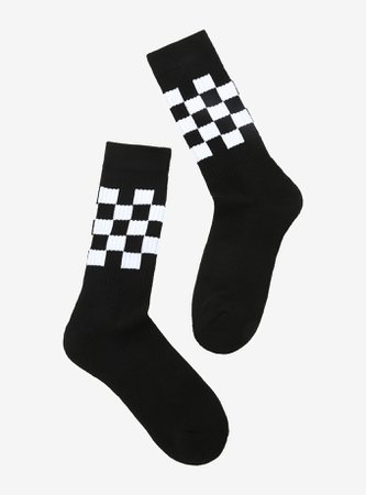 Black & White Checkered Crew Socks