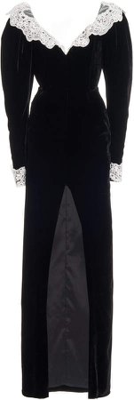 Alessandra Rich Velvet Gown With Embroidered Lace Collar