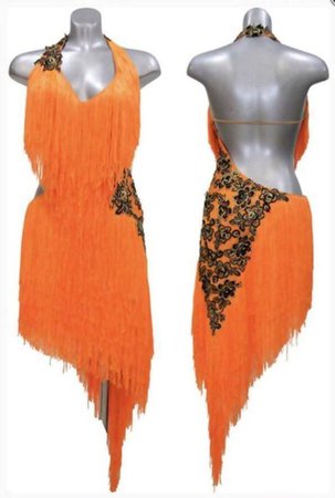 Dance Dressing Orange Latin Dress with Fringe