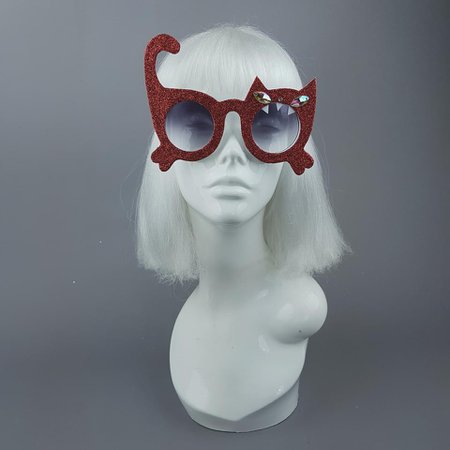 "Sassy" Red Glitter Cat Sunglasses – Pearls & Swine