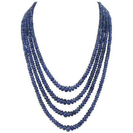 Genuine Blue Sapphire Four-Row Necklace