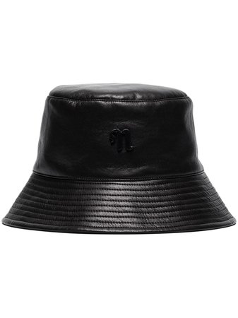 Nanushka logo-plaque faux-leather Bucket Hat - Farfetch