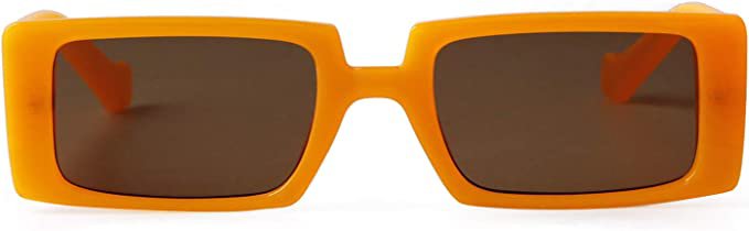 Amazon.com: ADE WU Retro Rectangle Sunglasses For Women Trendy Square Chunky Glasses 90s Vintage Fashion Orange Brown lens : Clothing, Shoes & Jewelry