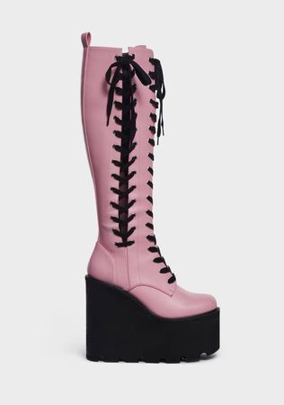 Pink platform boot