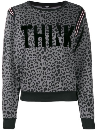 Black Liu Jo Think Leopard Print Sweatshirt | Farfetch.com