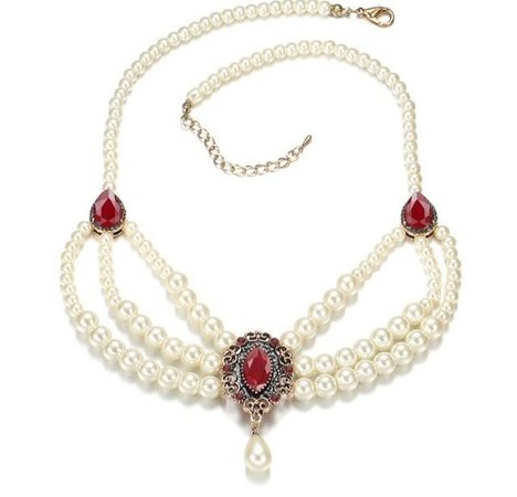 Anna Bolena necklace Tudor style imitation pearls gold | Etsy